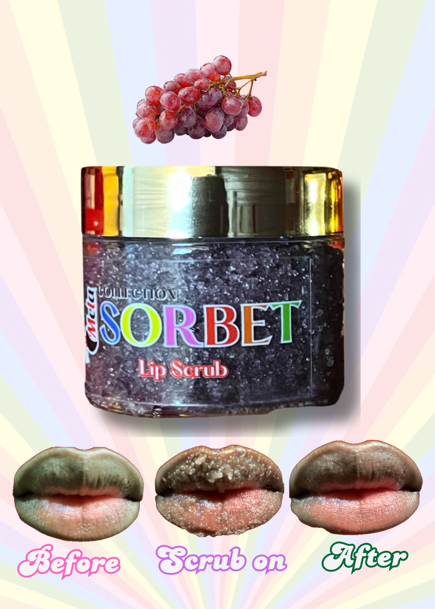 Mela Sorbet Bundle Lip Scrubs (Grape, Watermelon, Mint Chocolate Chip, Chocolate)(2oz)