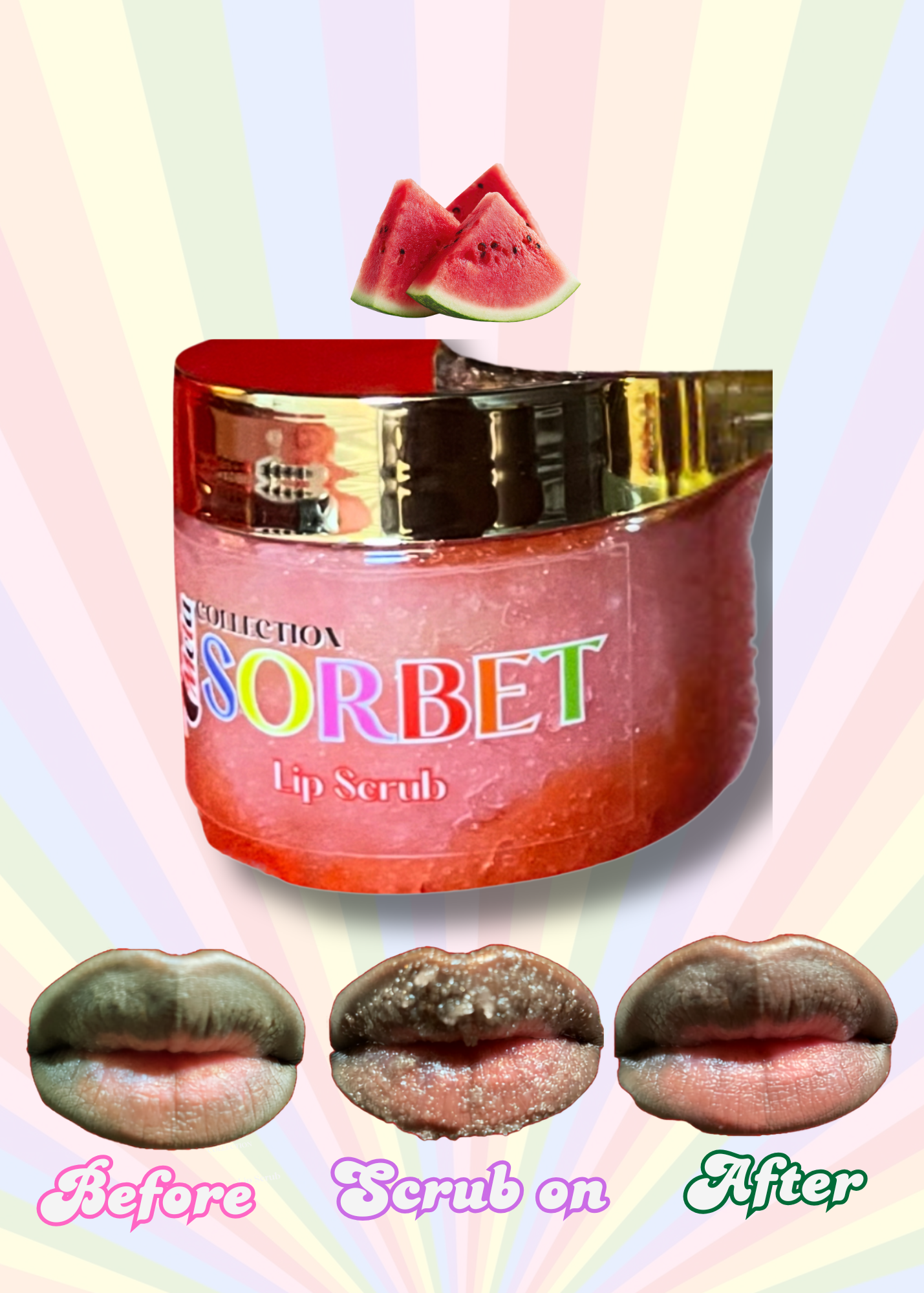 Mela Sorbet Bundle Lip Scrubs (Grape, Watermelon, Mint Chocolate Chip, Chocolate)(2oz)