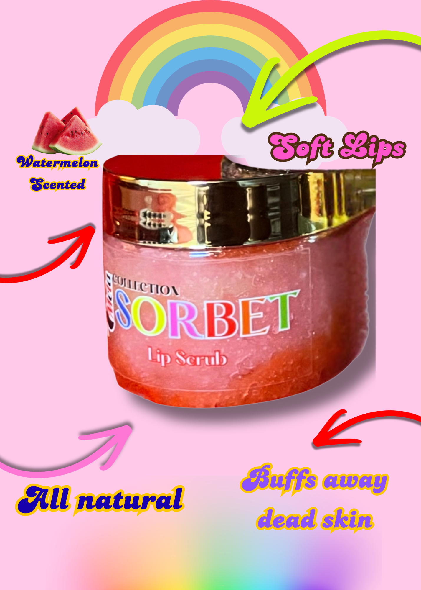 Mela Sorbet Bundle Lip Scrubs (Grape, Watermelon, Mint Chocolate Chip, Chocolate)(2oz)