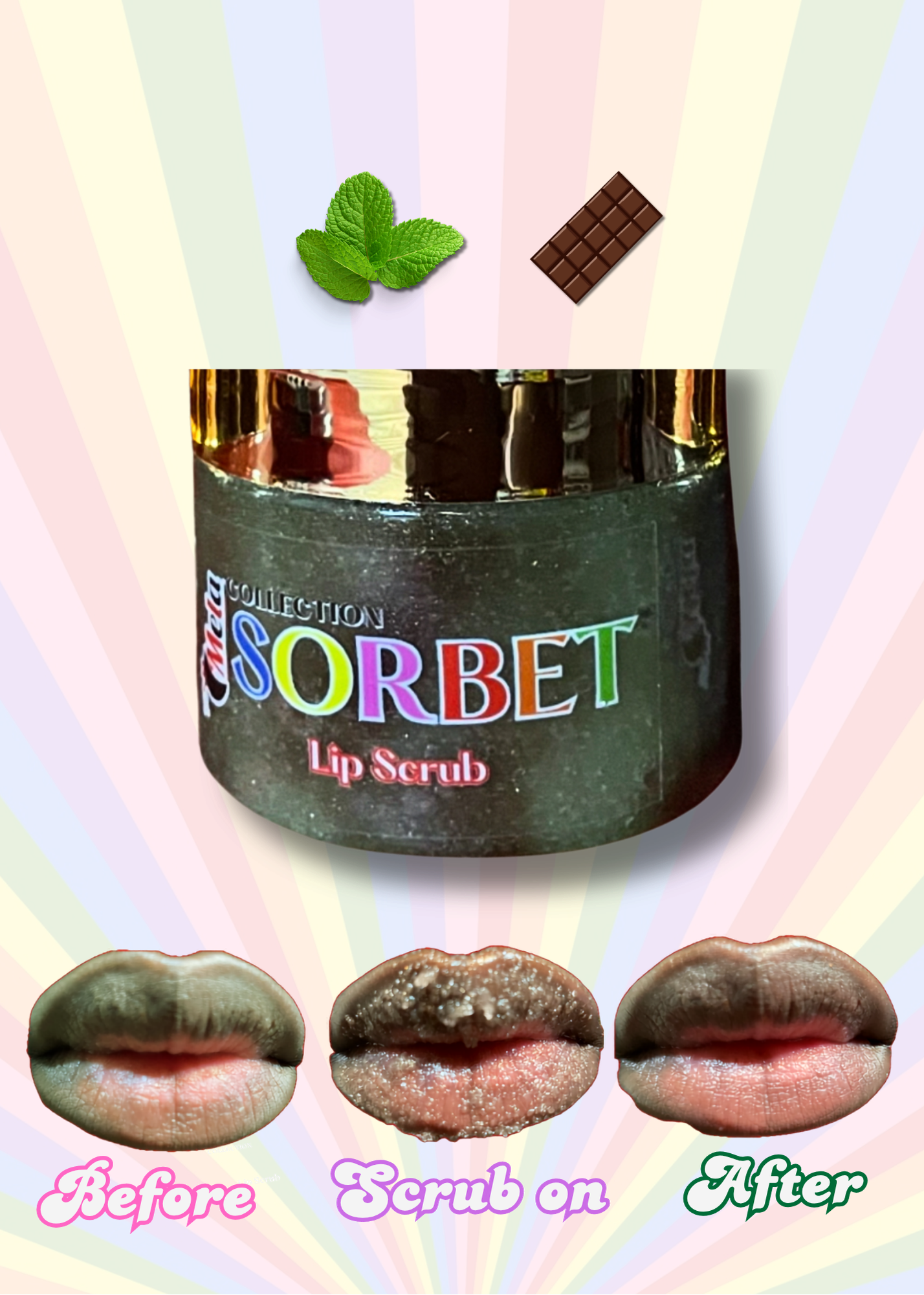 Mela Sorbet Bundle Lip Scrubs (Grape, Watermelon, Mint Chocolate Chip, Chocolate)(2oz)
