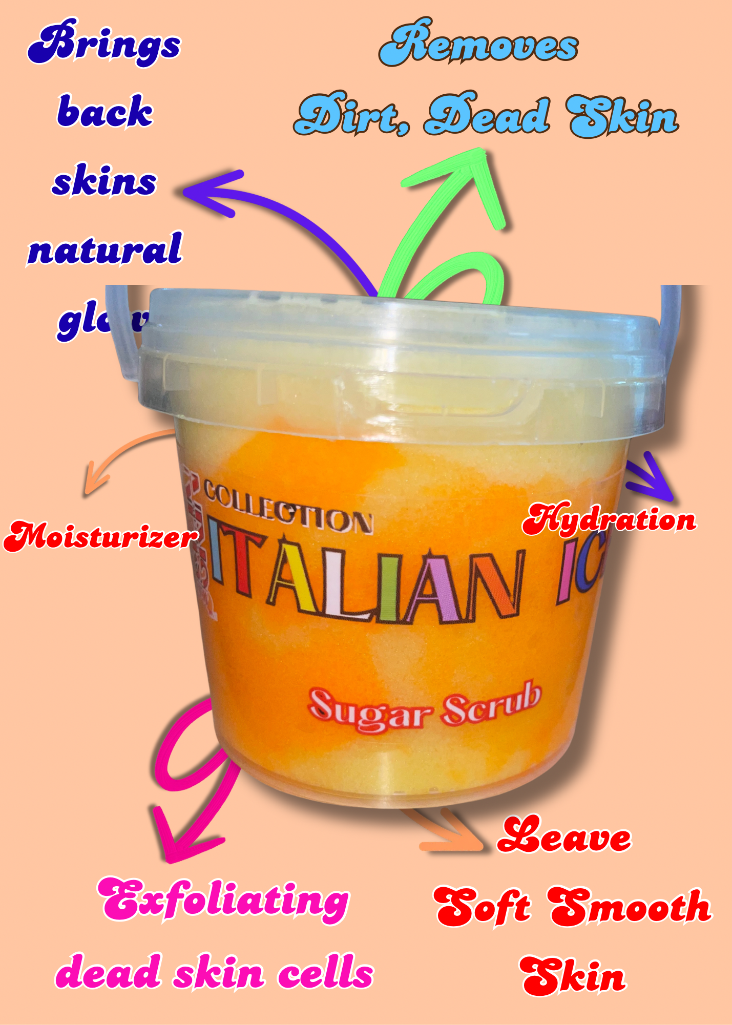 “Rainbow Scales” Italian Ice Sugar Scrub ((9oz)